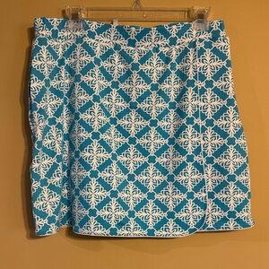Lulu-B Blue and‎ White Patterned Pencil Skirt